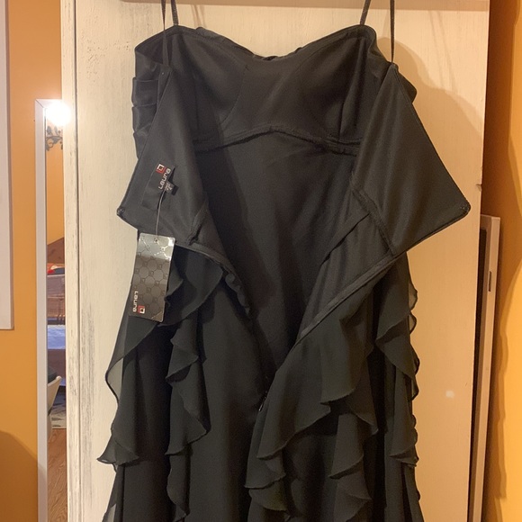Strapless Black Ruffle Dress - Picture 3 of 4
